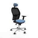 Jorquera sincro malla negra bali azul cielo brazos 2D base aluminio cabecero fijo ruedas 65mm engomada