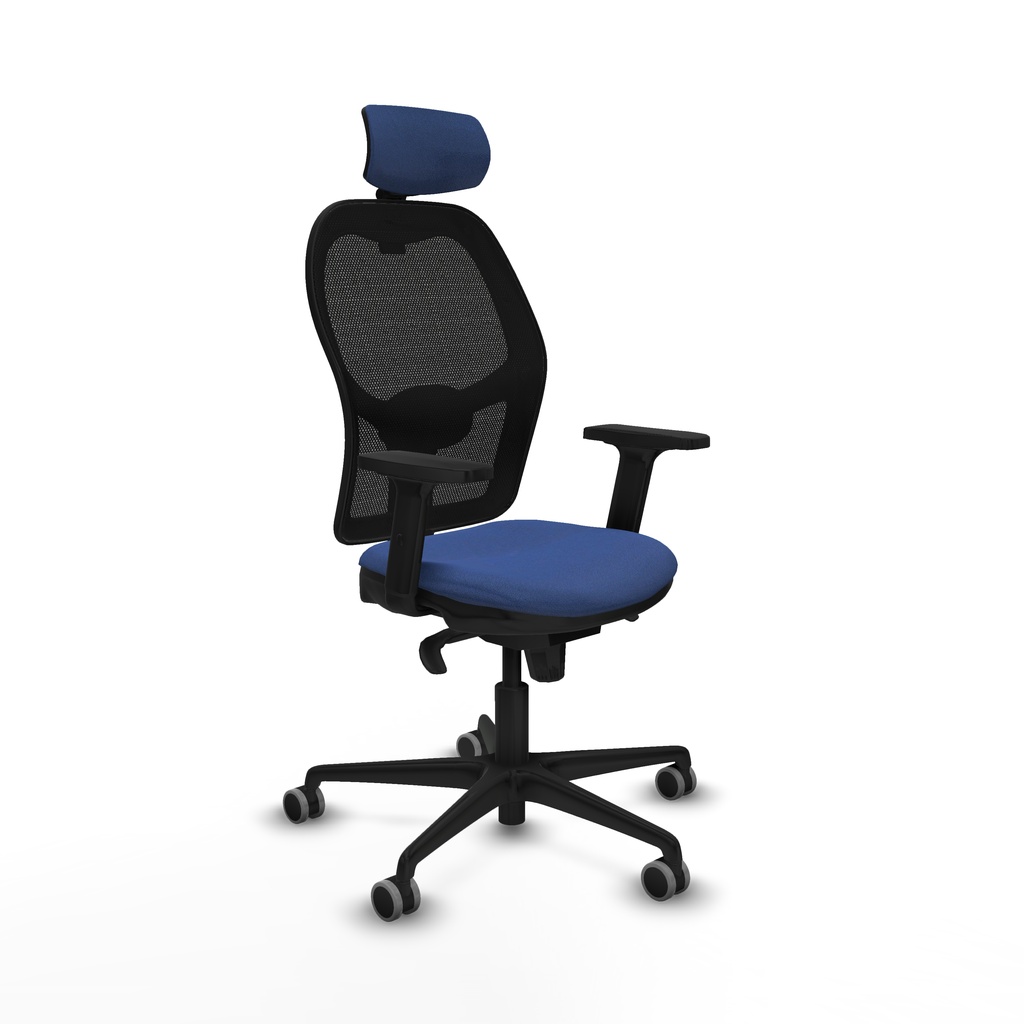 Jorquera sincro malla negra bali azul marino brazos 2D base nailon cabecero 2D ruedas 65mm engomada