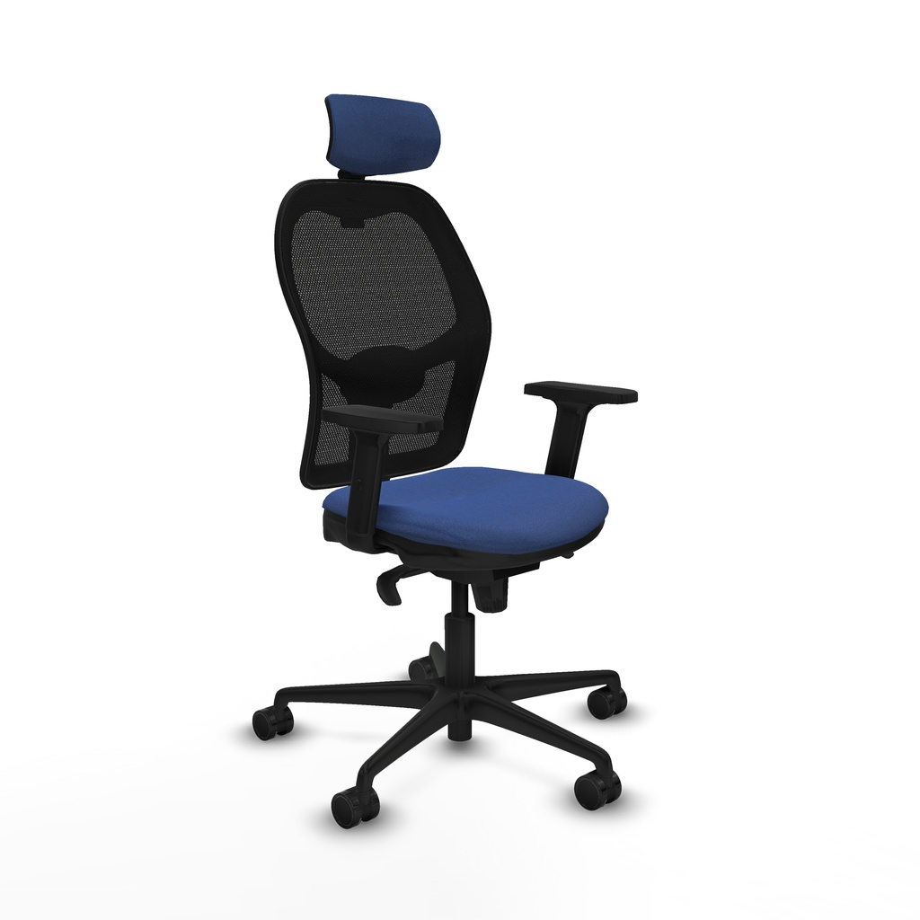 Jorquera sincro malla negra bali azul marino brazos 2D base nailon cabecero 2D ruedas 65mm nailon