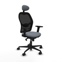 Jorquera sincro malla negra bali gris brazos 2D base nailon cabecero fijo ruedas 65mm nailon