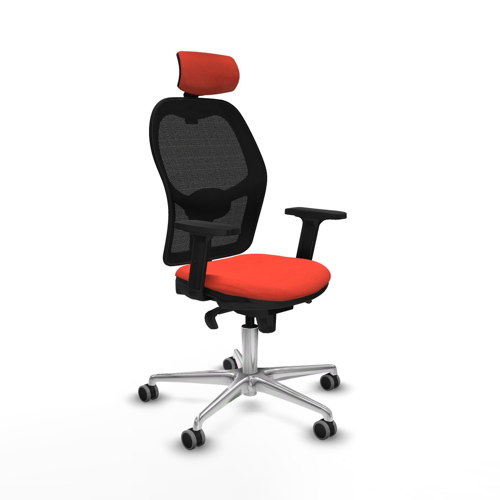 Jorquera sincro malla negra bali naranja oscuro brazos 2D base aluminio cabecero 2D ruedas 65mm engomada