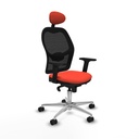 Jorquera sincro malla negra bali naranja oscuro brazos 2D base aluminio cabecero fijo ruedas 65mm nailon