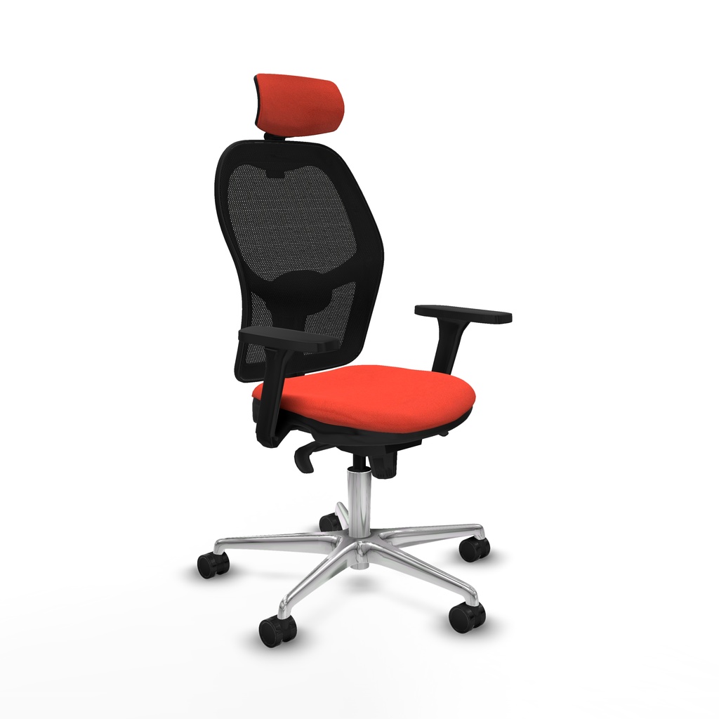 Jorquera sincro malla negra bali naranja oscuro brazos 3D base aluminio cabecero 2D ruedas 65mm nailon