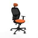 Jorquera sincro malla negra bali naranja brazos 1D base nailon cabecero fijo ruedas 65mm engomada