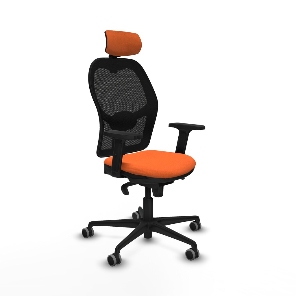 Jorquera sincro malla negra bali naranja brazos 2D base nailon cabecero 2D ruedas 65mm engomada