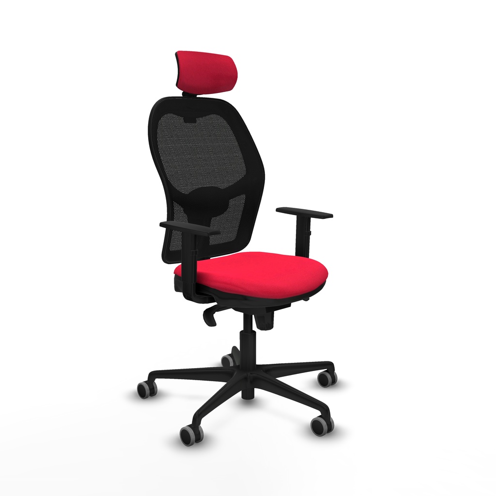 Jorquera sincro malla negra bali rojo brazos 1D base nailon cabecero 2D ruedas 65mm engomada