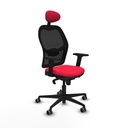 Jorquera sincro malla negra bali rojo brazos 2D base nailon cabecero fijo ruedas 65mm engomada