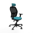 Jorquera sincro malla negra bali turquesa brazos 2D base nailon cabecero 2D ruedas 65mm engomada