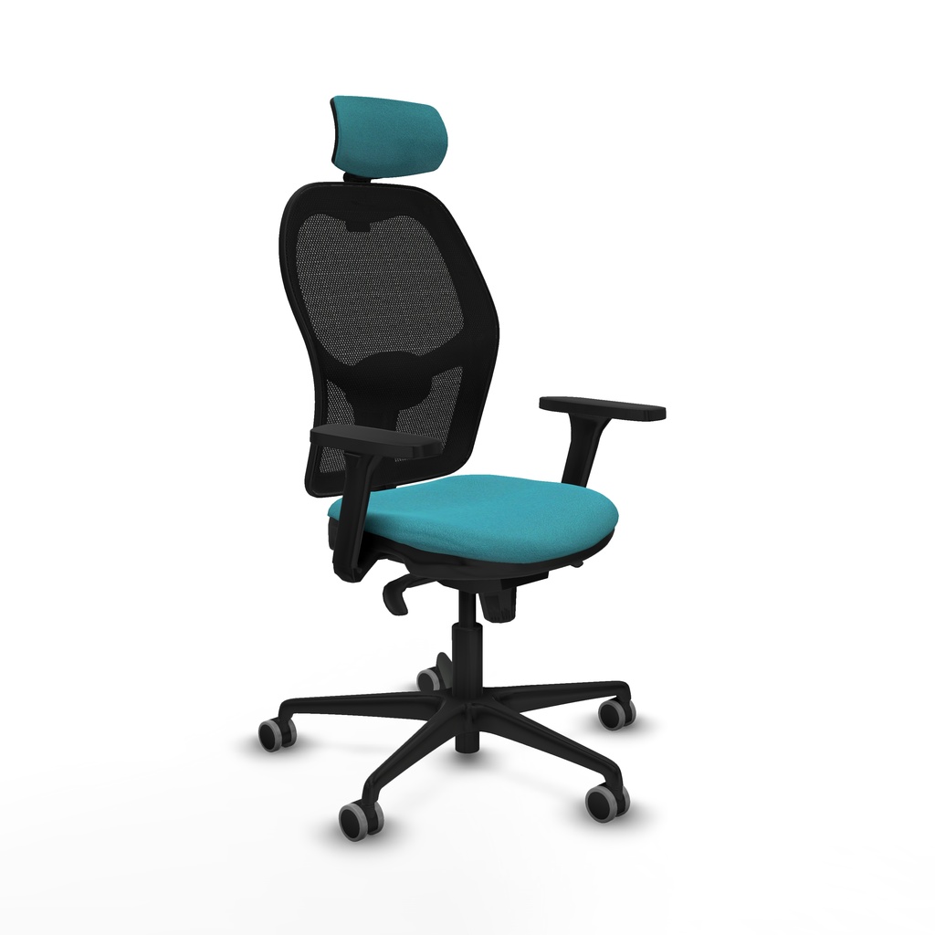 Jorquera sincro malla negra bali turquesa brazos 3D base nailon cabecero 2D ruedas 65mm engomada