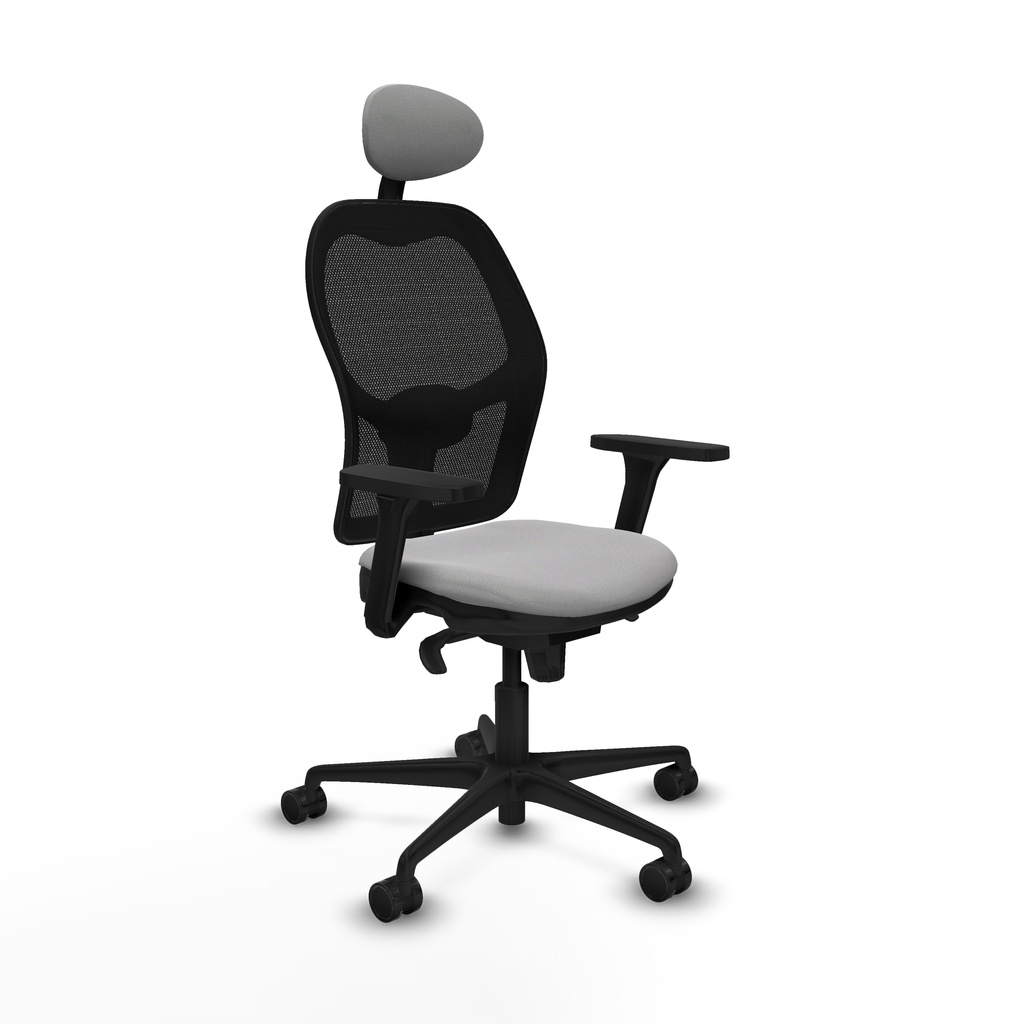 Jorquera sincro malla negra bali gris claro brazos 3D base nailon cabecero fijo ruedas 65mm nailon