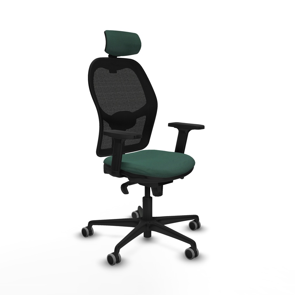 Jorquera sincro malla negra bali verde botella brazos 2D base nailon cabecero 2D ruedas 65mm engomada