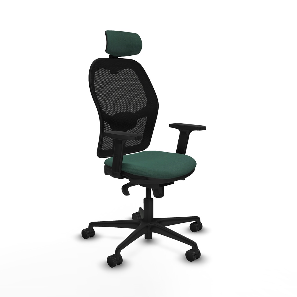 Jorquera sincro malla negra bali verde botella brazos 2D base nailon cabecero 2D ruedas 65mm nailon