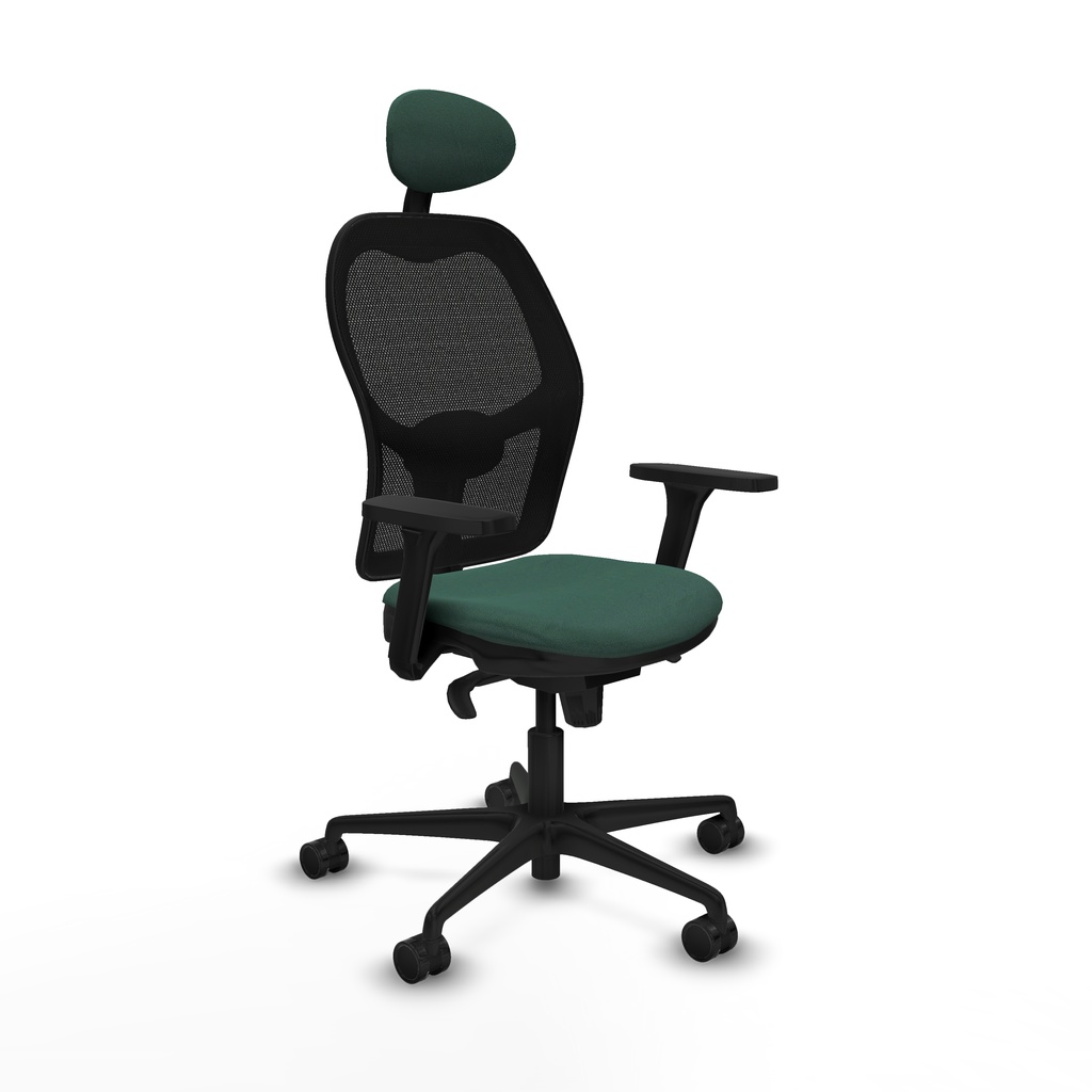 Jorquera sincro malla negra bali verde botella brazos 3D base nailon cabecero fijo ruedas 65mm nailon