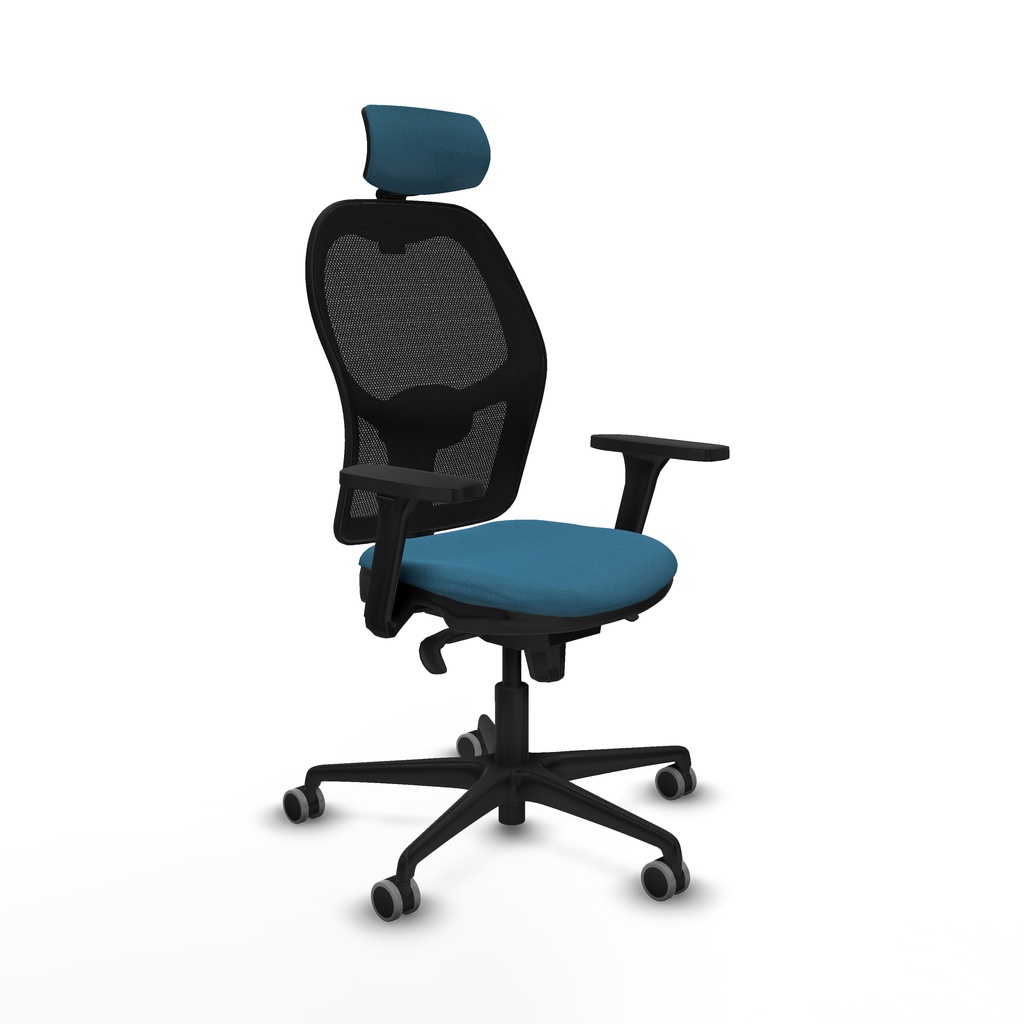 Jorquera sincro malla negra bali verde petroleo brazos 3D base nailon cabecero 2D ruedas 65mm engomada