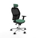 Jorquera sincro malla negra bali verde esmeralda brazos 2D base aluminio cabecero 2D ruedas 65mm nailon