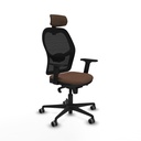 Jorquera sincro malla negra bali marrón oscuro brazos 2D base nailon cabecero 2D ruedas 65mm engomada