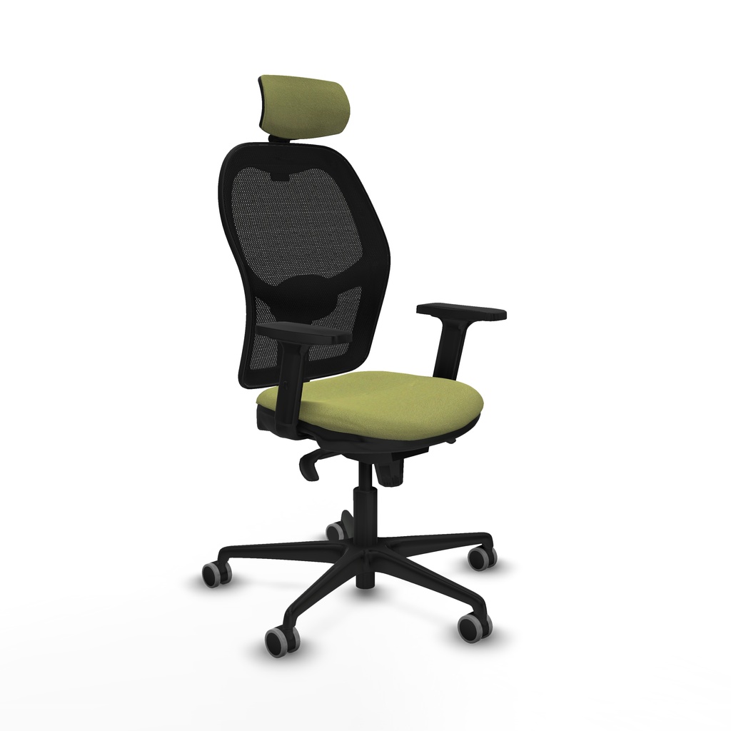 Jorquera sincro malla negra bali verde oliva brazos 2D base nailon cabecero 2D ruedas 65mm engomada