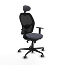 Jorquera sincro malla negra bali gris oscuro brazos 1D base nailon cabecero fijo ruedas 65mm engomada