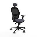 Jorquera sincro malla negra bali gris oscuro brazos 2D base nailon cabecero fijo ruedas 65mm engomada
