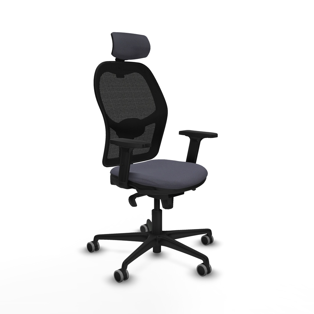 Jorquera sincro malla negra bali gris oscuro brazos 2D base nailon cabecero 2D ruedas 65mm engomada