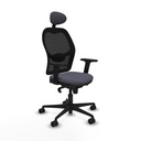 Jorquera sincro malla negra bali gris oscuro brazos 2D base nailon cabecero fijo ruedas 65mm nailon
