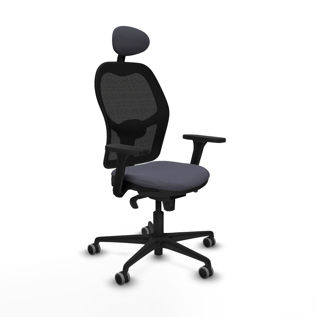 Jorquera sincro malla negra bali gris oscuro brazos 3D base nailon cabecero fijo ruedas 65mm engomada