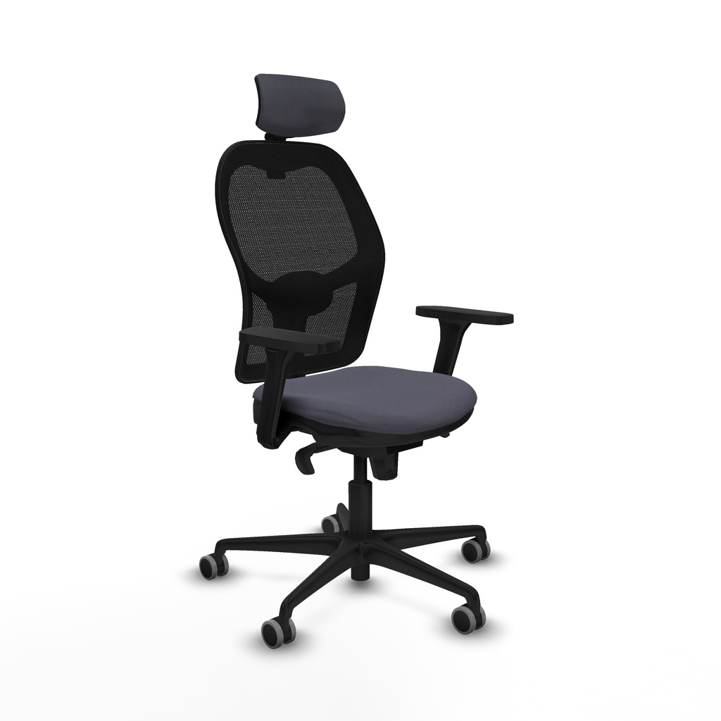 Jorquera sincro malla negra bali gris oscuro brazos 3D base nailon cabecero 2D ruedas 65mm engomada