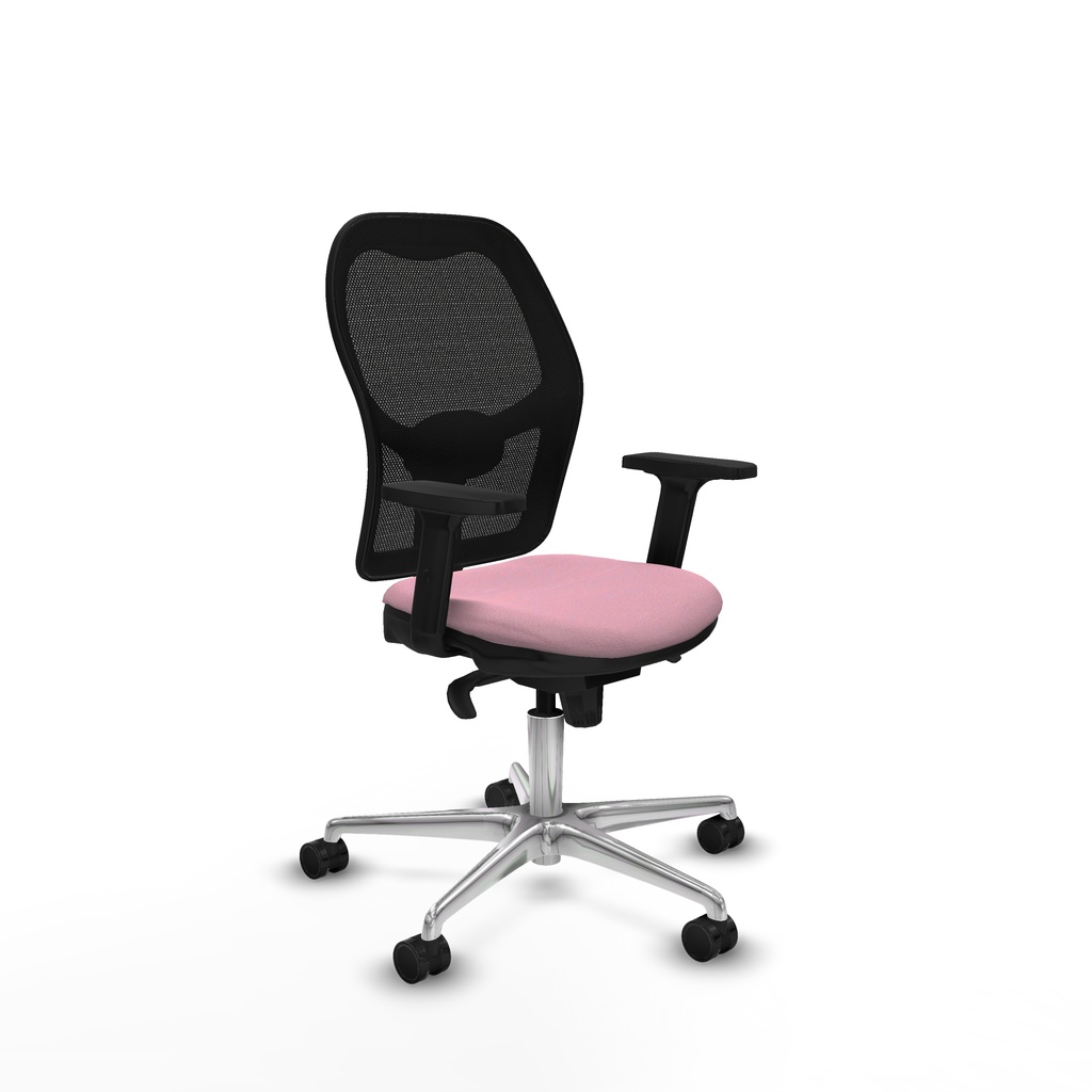 Jorquera sincro malla negra bali rosa brazos 2D base aluminio  ruedas 65mm nailon