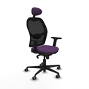 Jorquera sincro malla negra bali morado brazos 2D base nailon cabecero fijo ruedas 65mm engomada
