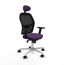 Jorquera sincro malla negra bali morado brazos 2D base aluminio cabecero fijo ruedas 65mm nailon