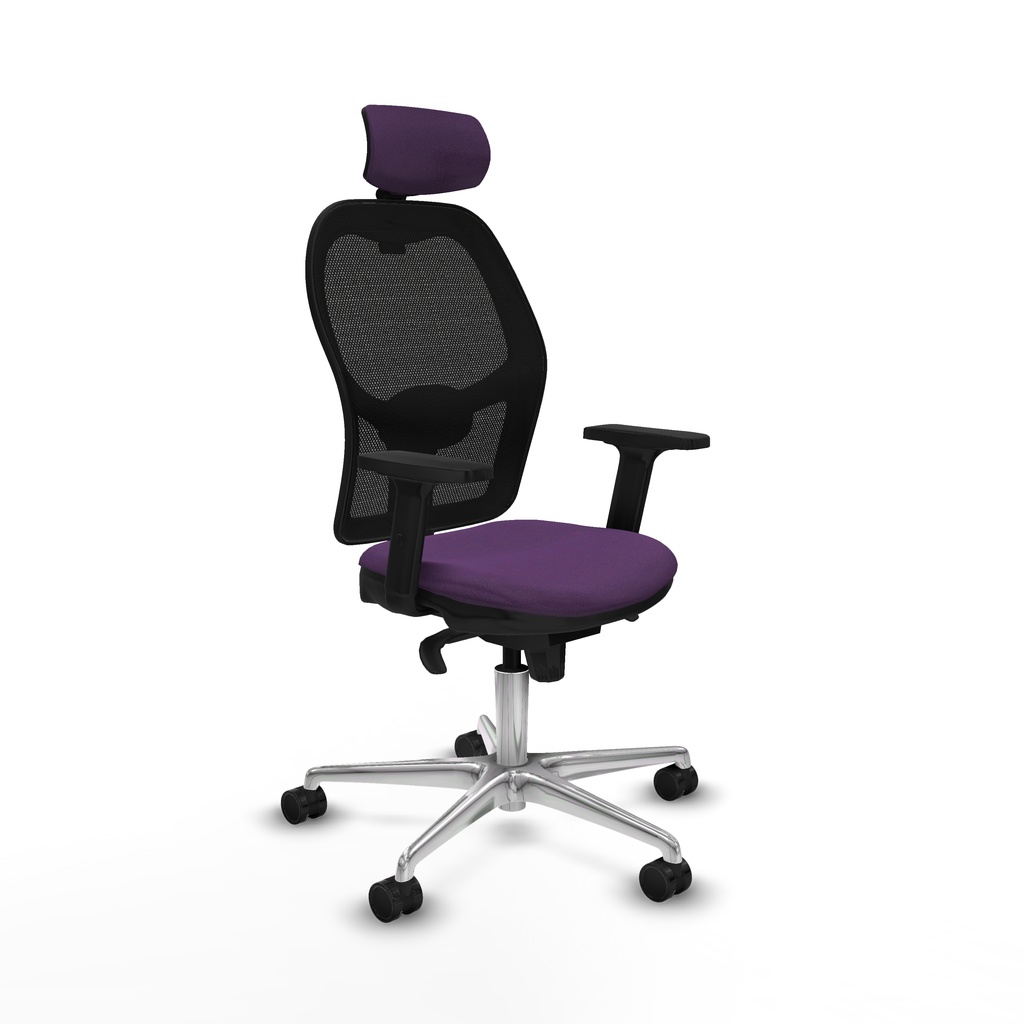 Jorquera sincro malla negra bali morado brazos 2D base aluminio cabecero 2D ruedas 65mm nailon