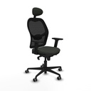 Jorquera sincro malla negra bali negro brazos 2D base nailon cabecero fijo ruedas 65mm engomada