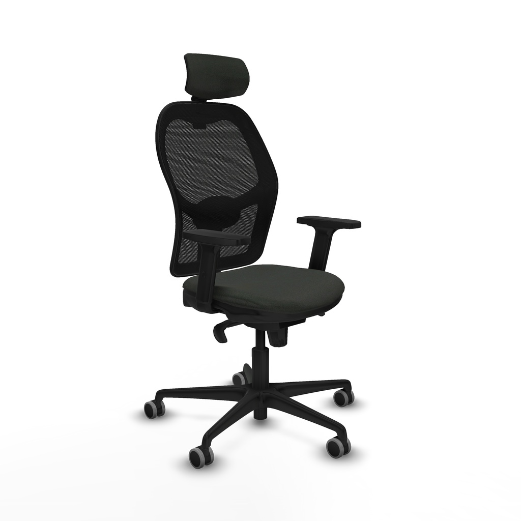 Jorquera sincro malla negra bali negro brazos 2D base nailon cabecero 2D ruedas 65mm engomada