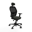 Jorquera sincro malla negra bali negro brazos 2D base nailon cabecero fijo ruedas 65mm nailon