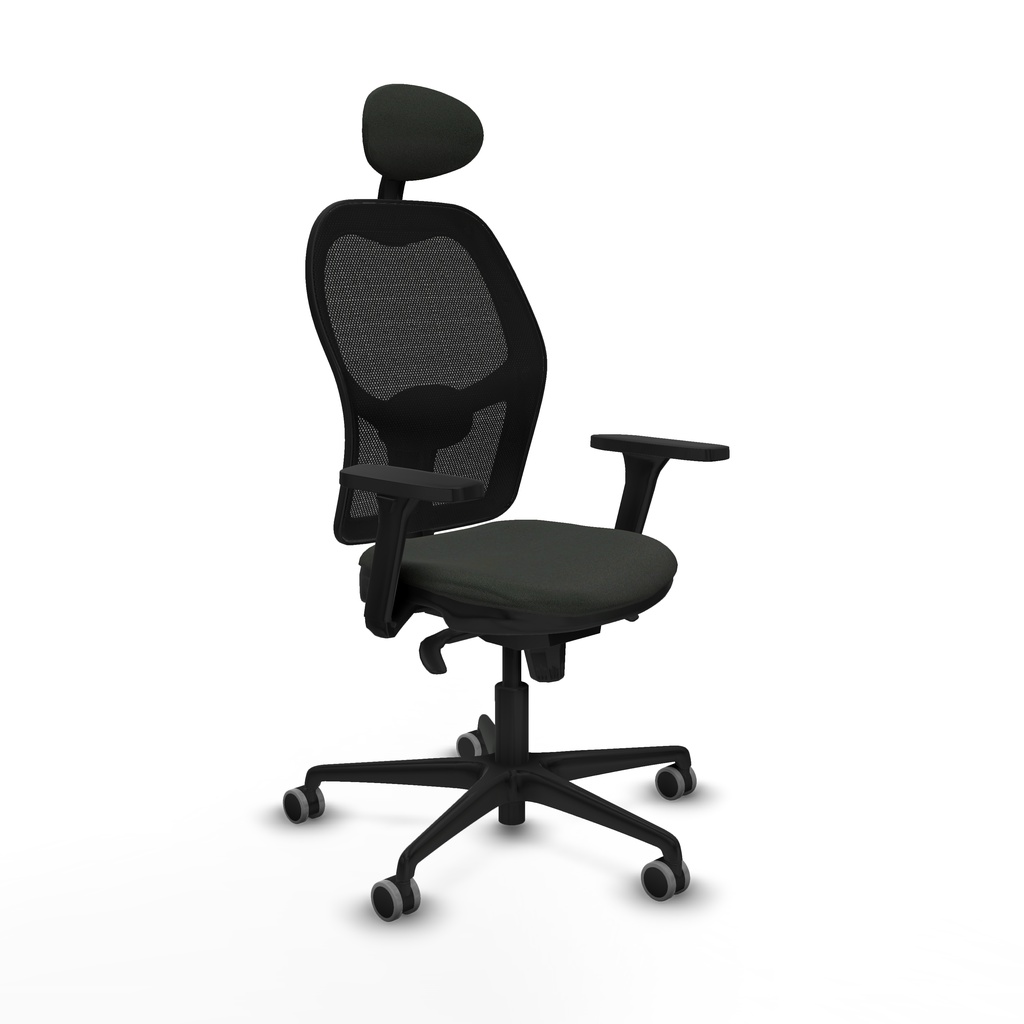 Jorquera sincro malla negra bali negro brazos 3D base nailon cabecero fijo ruedas 65mm engomada