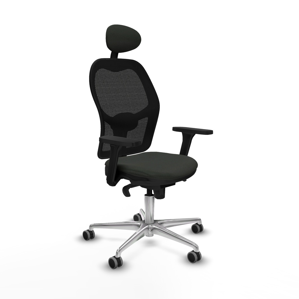Jorquera sincro malla negra bali negro brazos 3D base aluminio cabecero fijo ruedas 65mm engomada