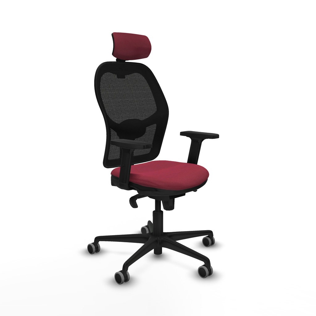 Jorquera sincro malla negra bali granate brazos 2D base nailon cabecero 2D ruedas 65mm engomada