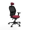 Jorquera sincro malla negra bali granate brazos 2D base nailon cabecero fijo ruedas 65mm nailon