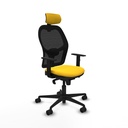 Jorquera sincro malla negra similpiel amarillo brazos 1D base nailon cabecero 2D ruedas 65mm nailon