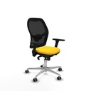 Jorquera sincro malla negra similpiel amarillo brazos 3D base aluminio  ruedas 65mm engomada