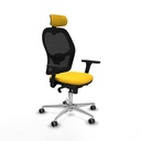 Jorquera sincro malla negra similpiel amarillo brazos 3D base aluminio cabecero 2D ruedas 65mm engomada