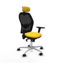Jorquera sincro malla negra similpiel amarillo brazos 3D base aluminio cabecero 2D ruedas 65mm nailon