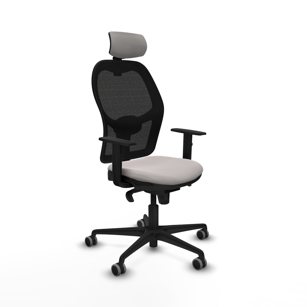 Jorquera sincro malla negra similpiel blanco brazos 1D base nailon cabecero 2D ruedas 65mm engomada