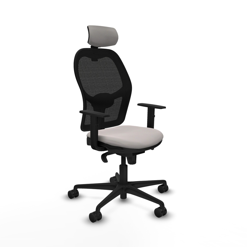 Jorquera sincro malla negra similpiel blanco brazos 1D base nailon cabecero 2D ruedas 65mm nailon