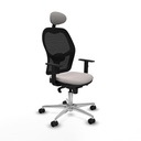 Jorquera sincro malla negra similpiel blanco brazos 1D base aluminio cabecero fijo ruedas 65mm nailon