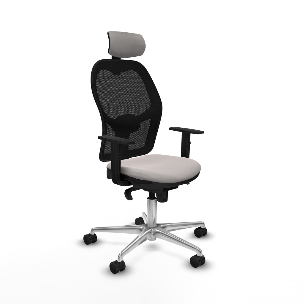 Jorquera sincro malla negra similpiel blanco brazos 1D base aluminio cabecero 2D ruedas 65mm nailon