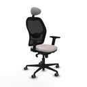 Jorquera sincro malla negra similpiel blanco brazos 2D base nailon cabecero fijo ruedas 65mm engomada