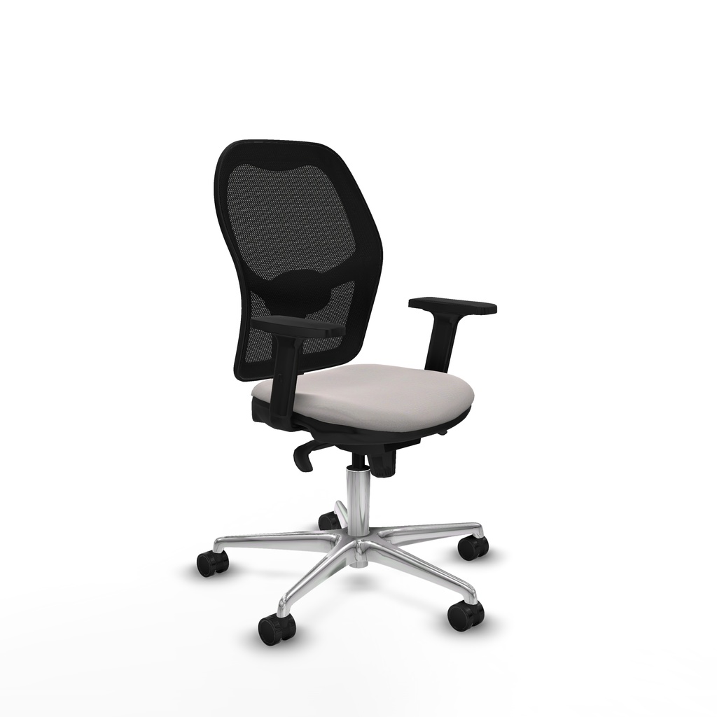 Jorquera sincro malla negra similpiel blanco brazos 2D base aluminio  ruedas 65mm nailon