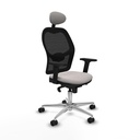 Jorquera sincro malla negra similpiel blanco brazos 2D base aluminio cabecero fijo ruedas 65mm nailon