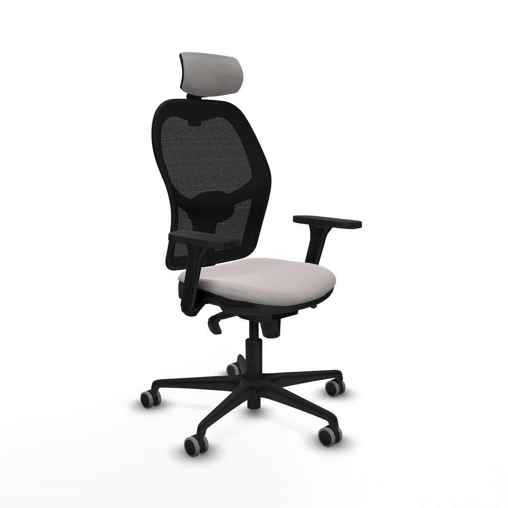 Jorquera sincro malla negra similpiel blanco brazos 3D base nailon cabecero 2D ruedas 65mm engomada